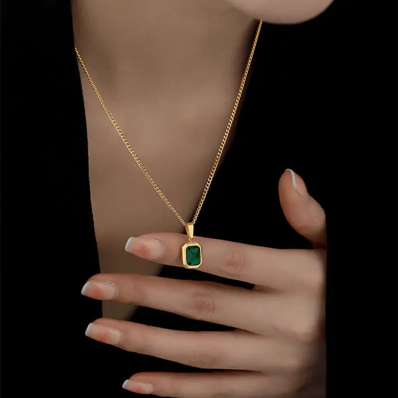 Vintage Emerald Necklace with Unique Gemstone Pendant