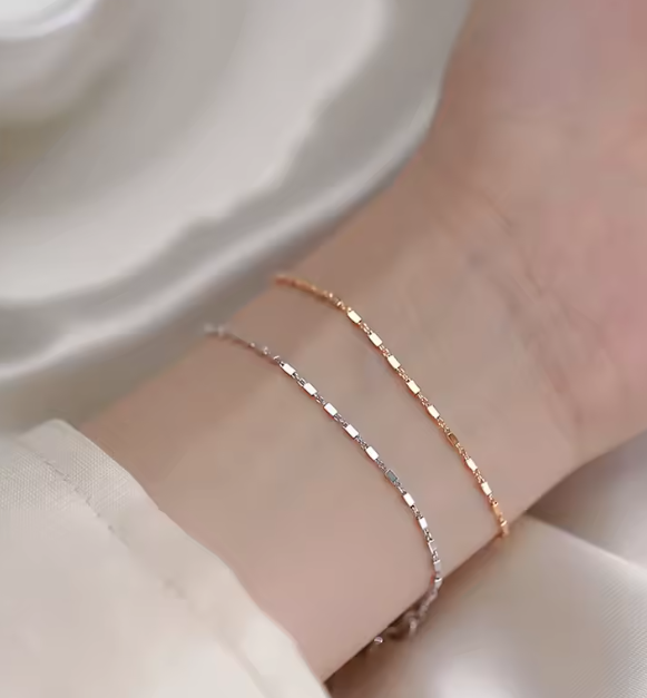 S925 Silver Small Square Bracelet for Women