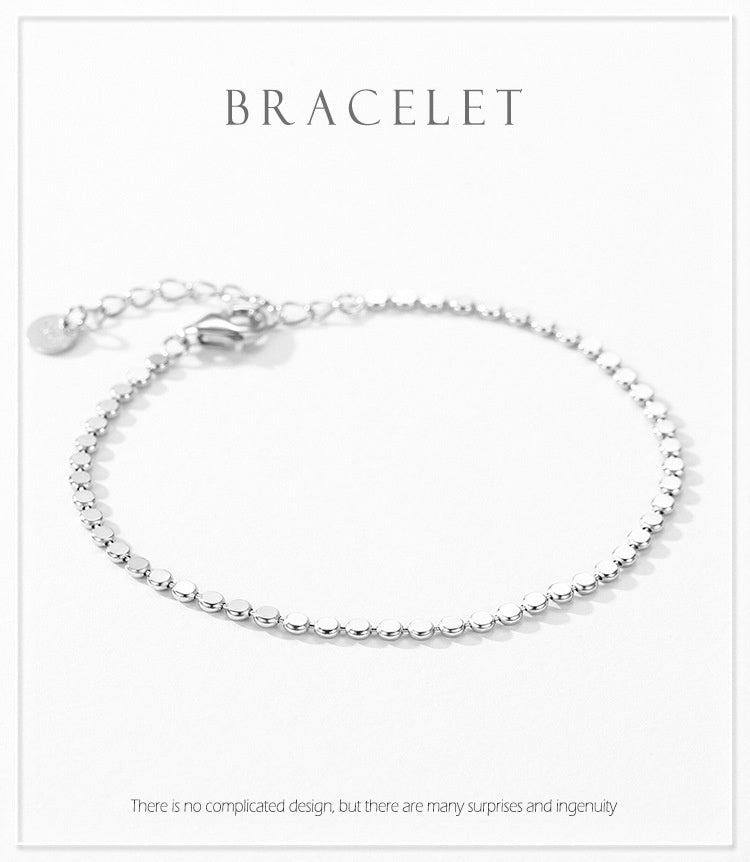 S925 Sterling Silver Sequined Bracelet for Women