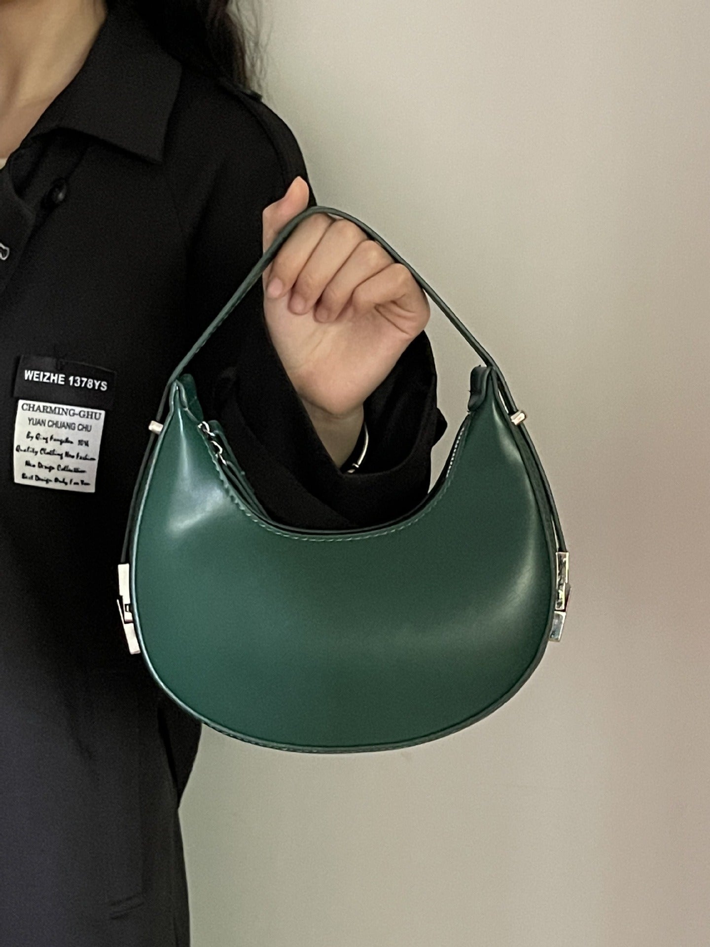 Twist Lock Crescent Shoulder Handbag