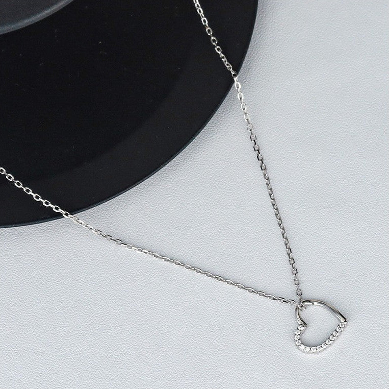 925 Silver Heart Zirconia Necklace for Women (One Piece)