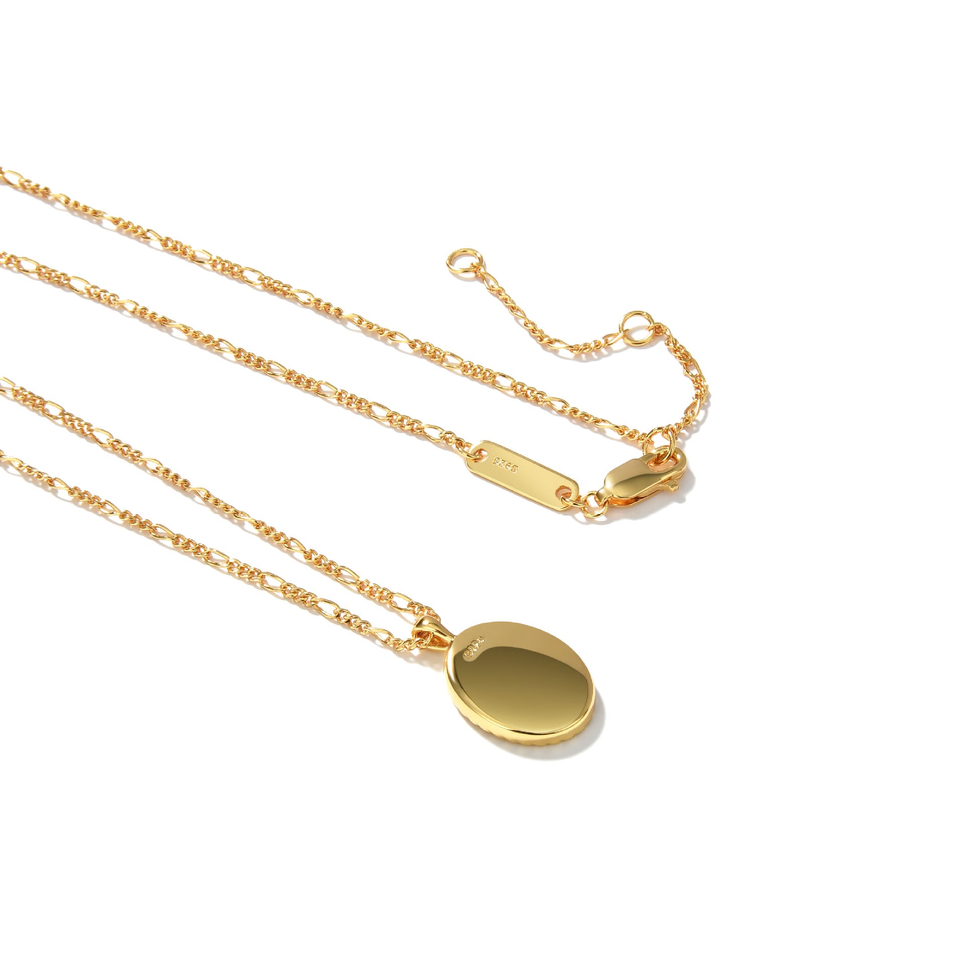 Oval Rose Embossed Necklace - S925 silver