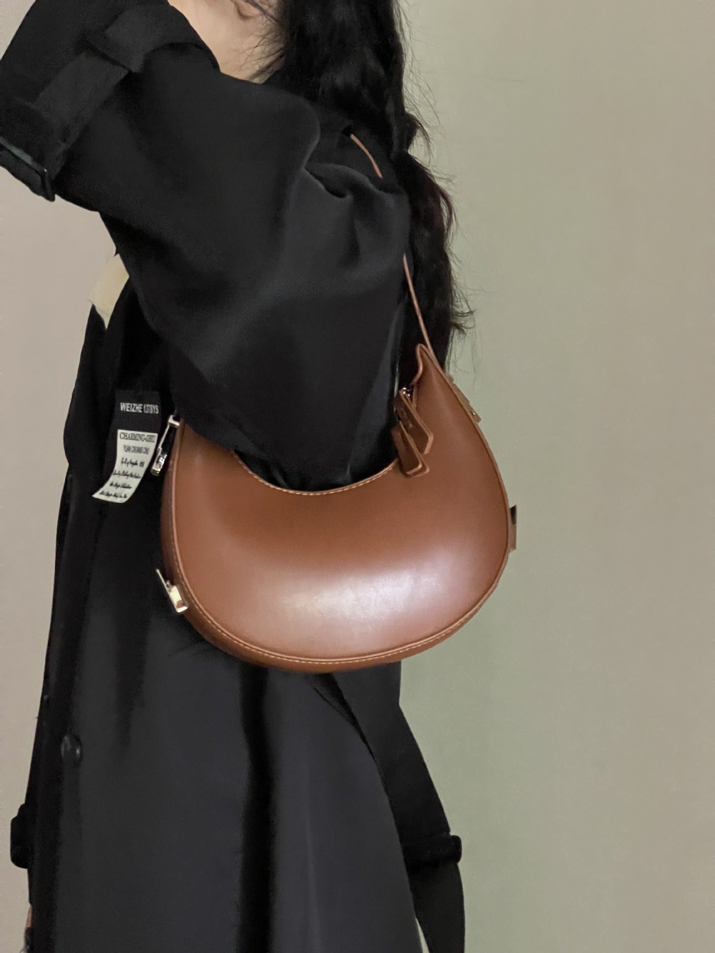 Twist Lock Crescent Shoulder Handbag