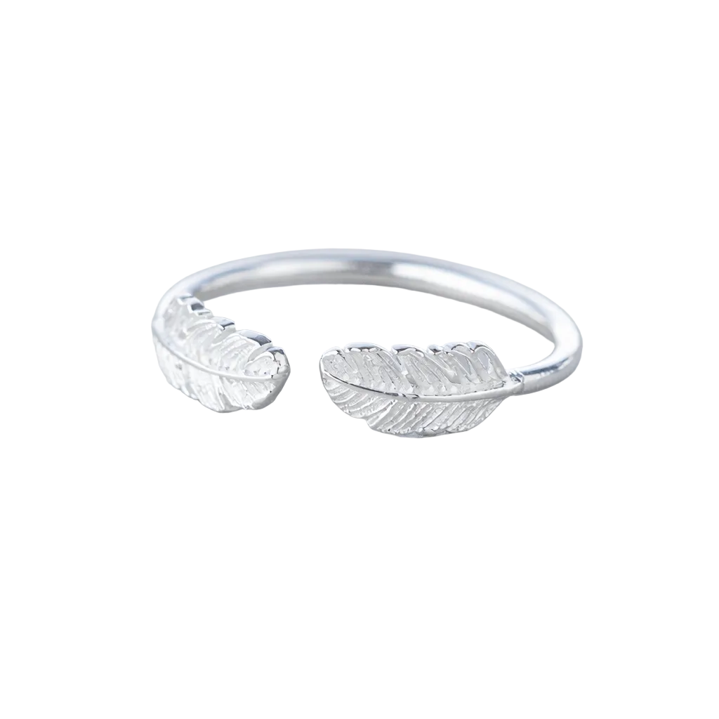 S925 Silver Adjustable Leaf Ring for Women