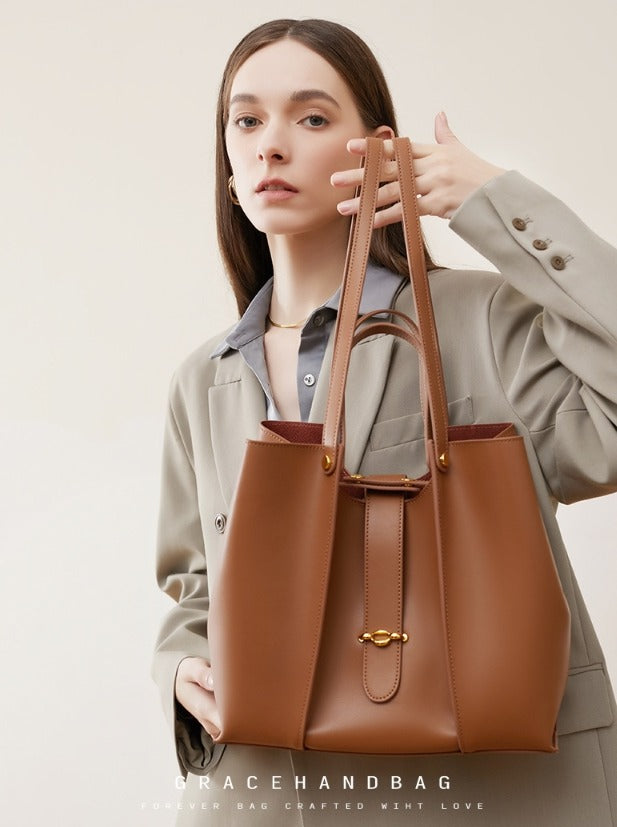 Cowhide Large Capacity Women's Tote Bag