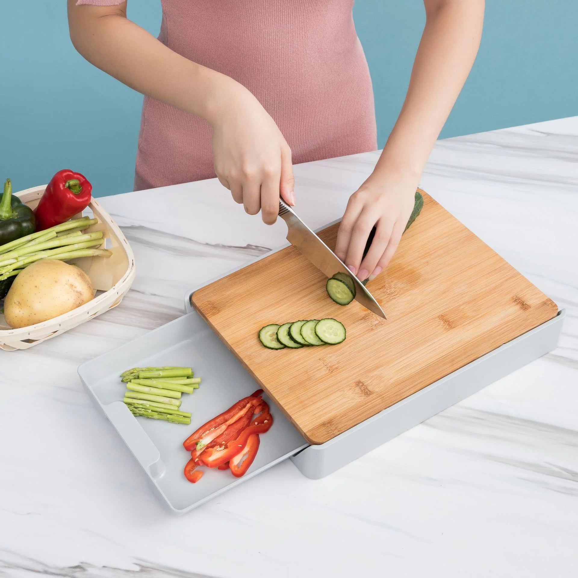 Multi-Functional Cutting Board with Drawer