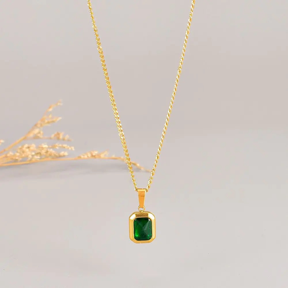 Vintage Emerald Necklace with Unique Gemstone Pendant