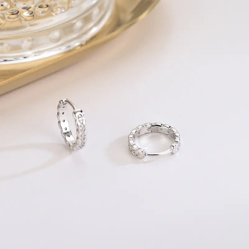 S925 Silver Geometric Zircon Earrings for Women
