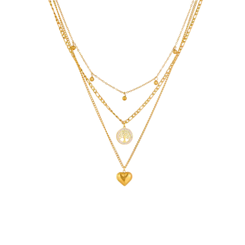 Vintage Titanium Steel Multi-Layer Heart Chain (One Piece)