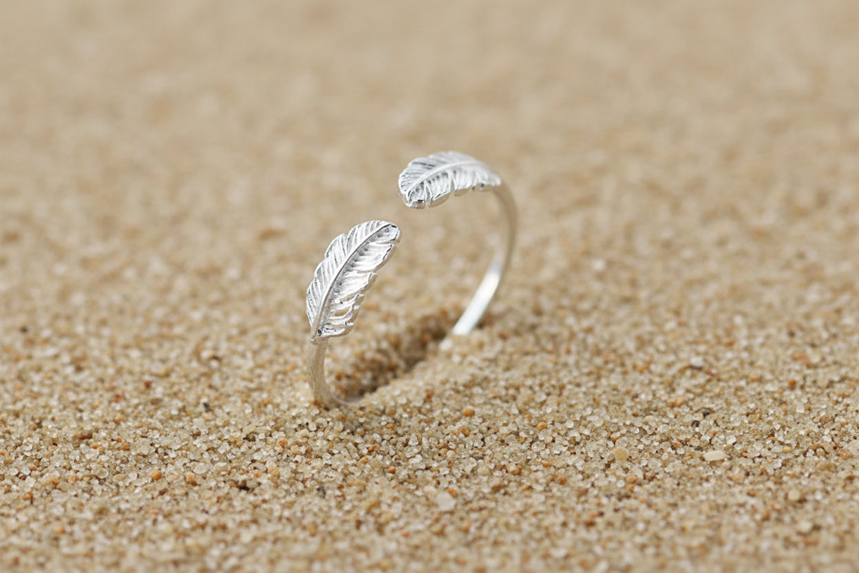 S925 Silver Adjustable Leaf Ring for Women