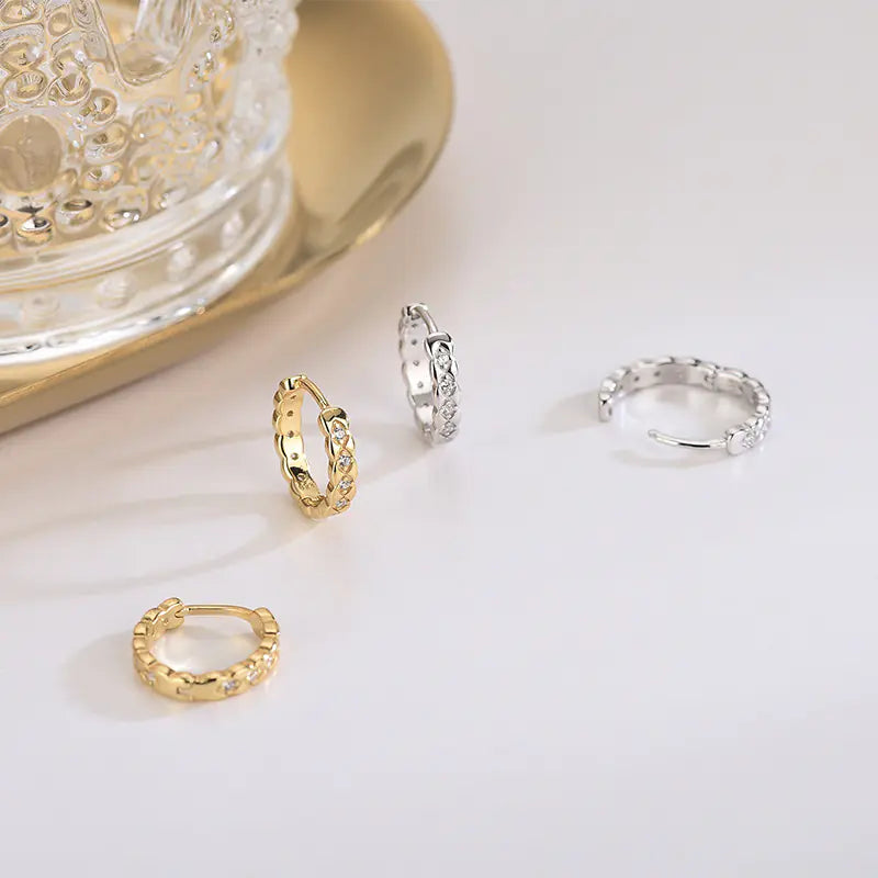 S925 Silver Geometric Zircon Earrings for Women