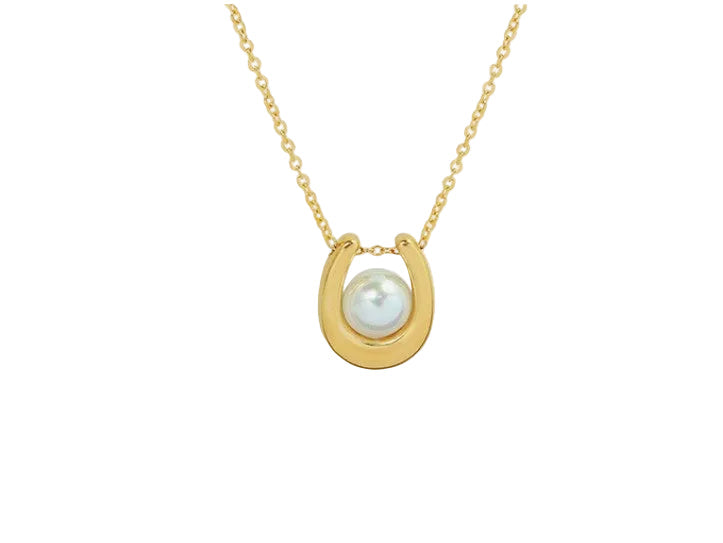 Artemis Necklace with Vintage U-Shaped Pearl Pendant