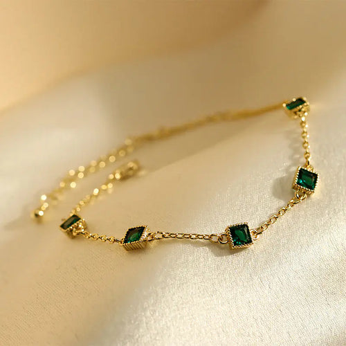 Elegant Emerald Zircon Bracelet - Fashionable All-Match