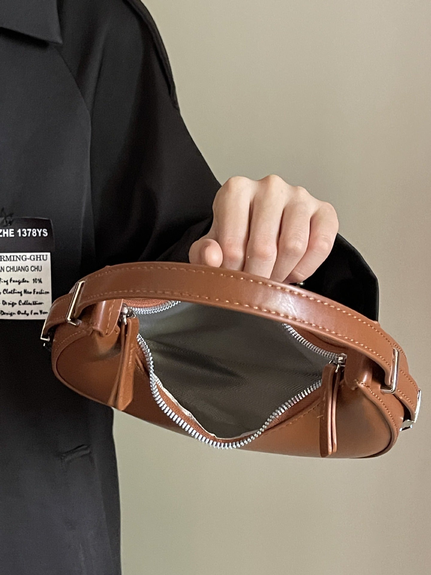 Twist Lock Crescent Shoulder Handbag