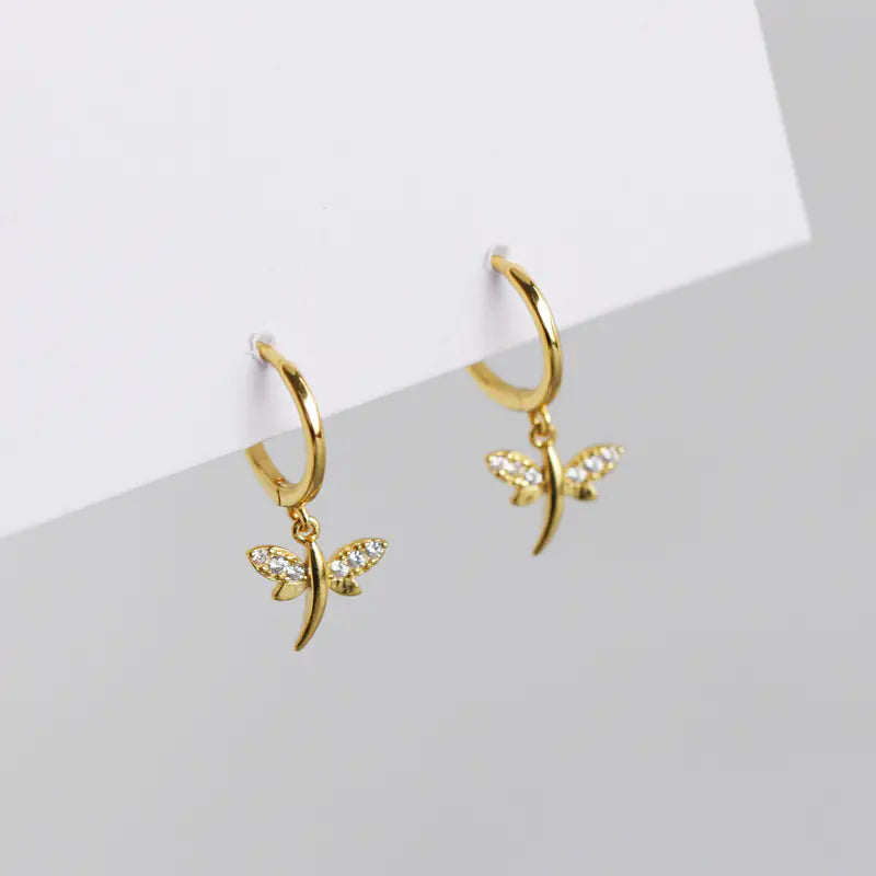 S925 Silver Dragonfly Hoop Earrings for Women