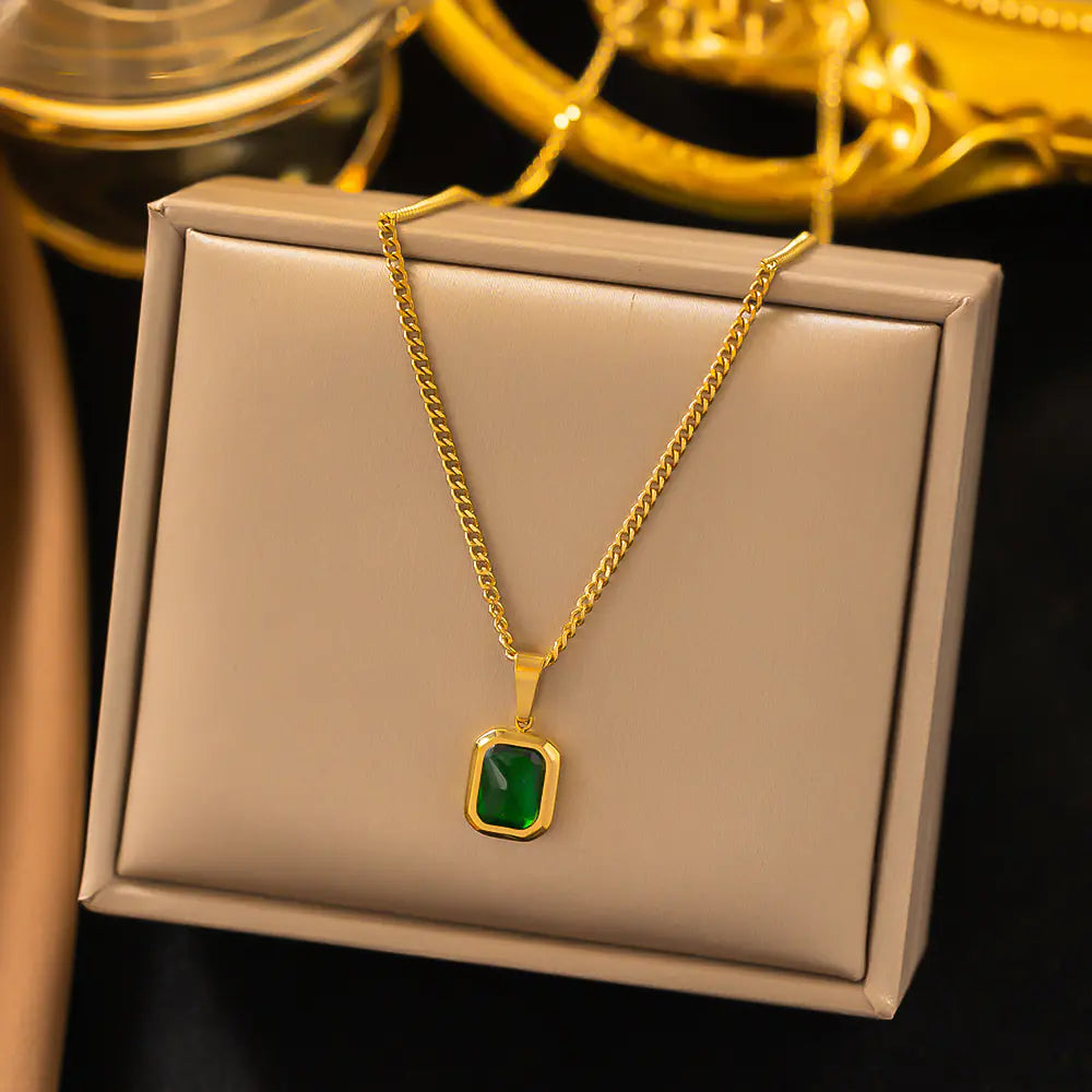 Vintage Emerald Necklace with Unique Gemstone Pendant