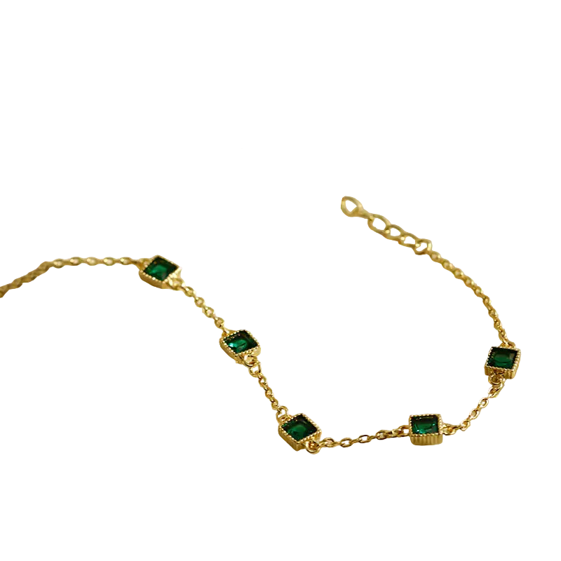 Elegant Emerald Zircon Bracelet - Fashionable All-Match