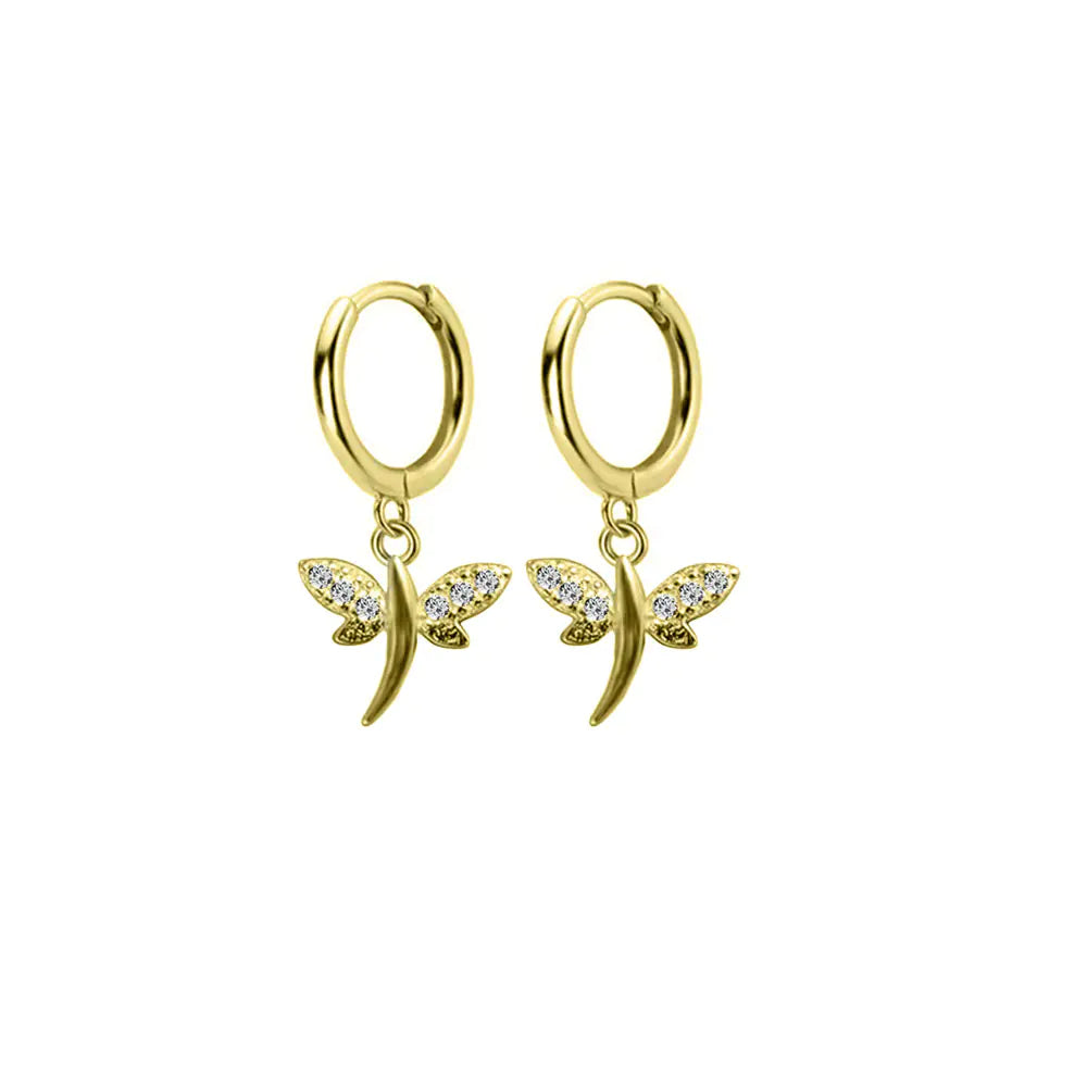 S925 Silver Dragonfly Hoop Earrings for Women