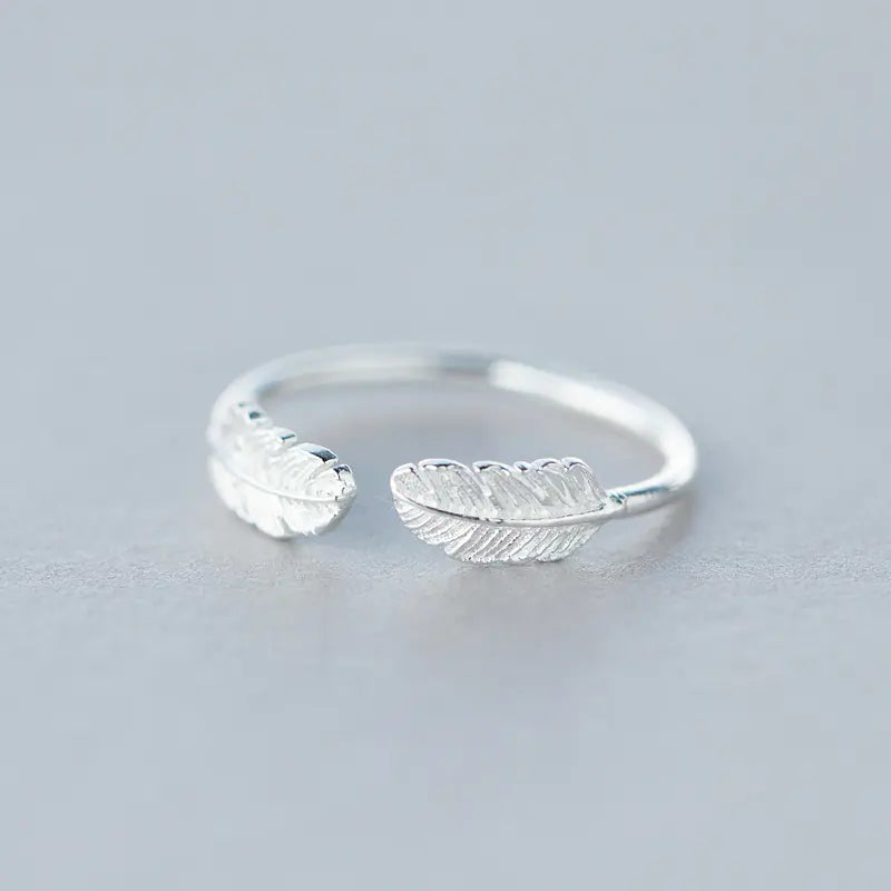S925 Silver Adjustable Leaf Ring for Women