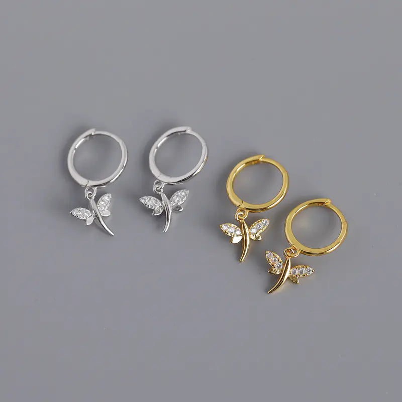 S925 Silver Dragonfly Hoop Earrings for Women